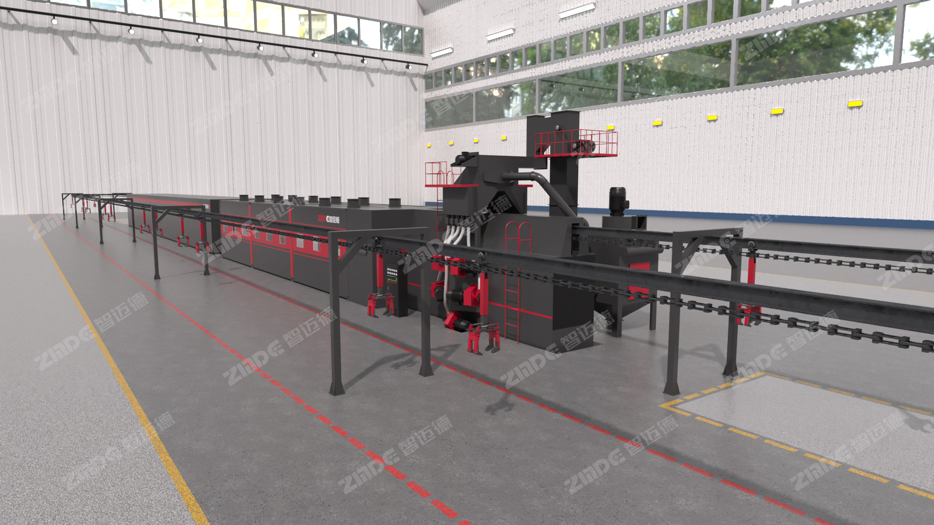 智涂懸鏈式拋噴一體生產線